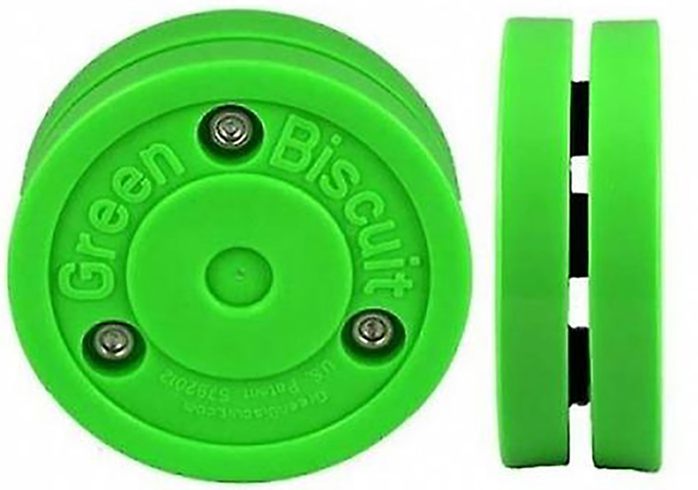 Green Biscuit inline hockey puck that does not roll